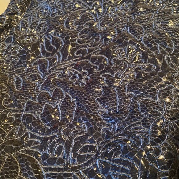 1101 1990s Squared By Sondra Roberts Hobo Bag Embossed Navy Leather New - Picture 7 of 13